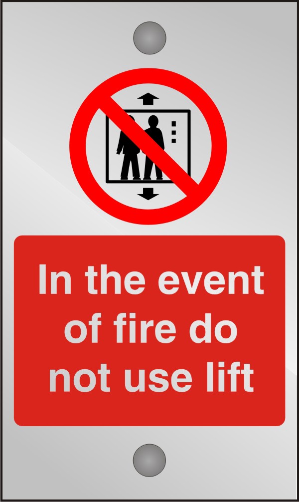 Fire Information Sign Do Not Use Lift Adhesive Acrylic 20 x 12 cm
