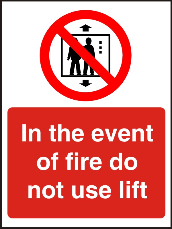 Fire Information Sign Do Not Use Lift Adhesive Acrylic 20 x 15 cm