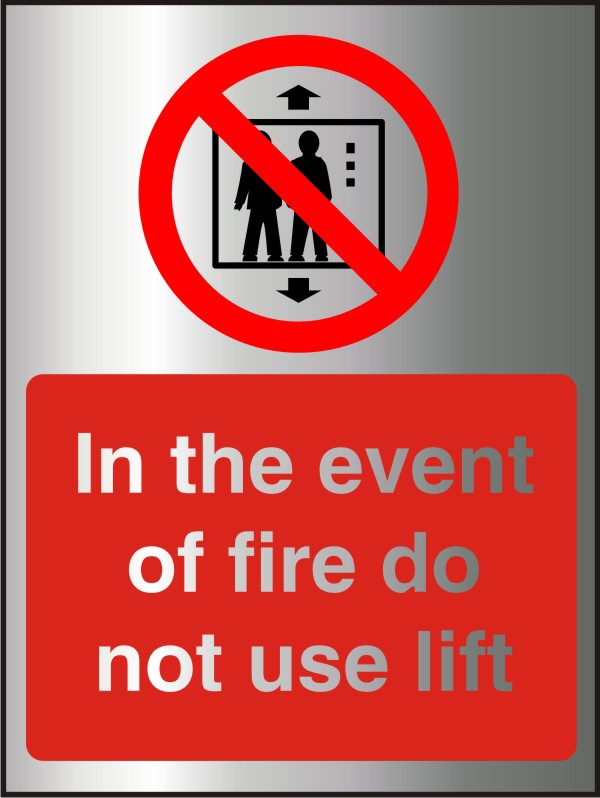 Fire Information Sign Do Not Use Lift Adhesive Acrylic 20 x 15 cm