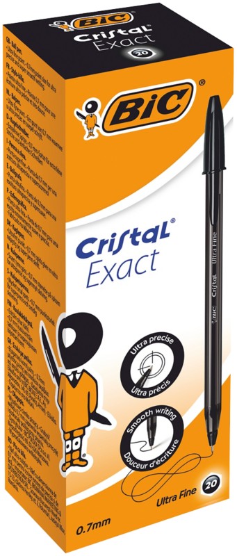 BIC Cristal Exact Kugelschreiber Schwarz Extra Fein 0.28 mm 20 Stück