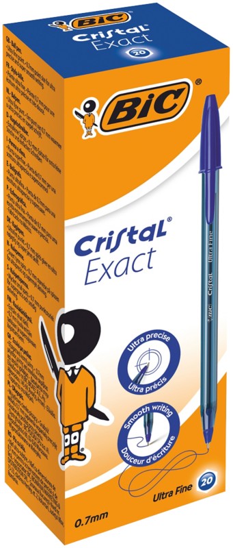 BIC Cristal Exact Kugelschreiber Blau Extra Fein 0.28 mm 20 Stück