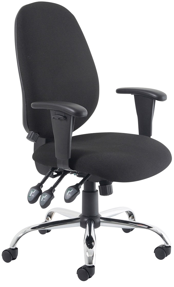 Dynamic Task Operator Chair Permanent Contact Fabric Height-Adjustable Armrest Black 125 Kg Lisbon