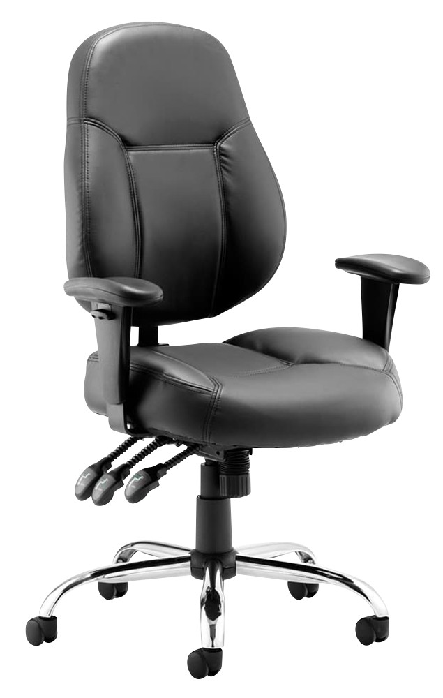 Task Operator Chair Black Bonded Leather With Arms Re - Image 4