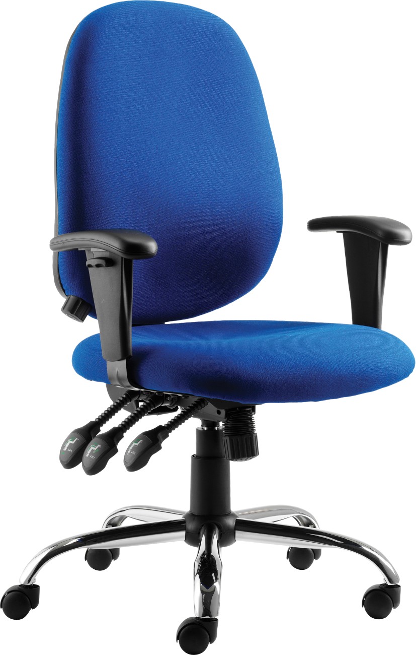 Task Operator Chair Blue Fabric With Arms - Op0000 - Image 3