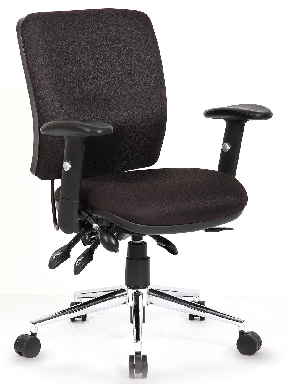 Chiro Medium Back Task Operators Chair Height Adjustable Arms - Black - Image 5