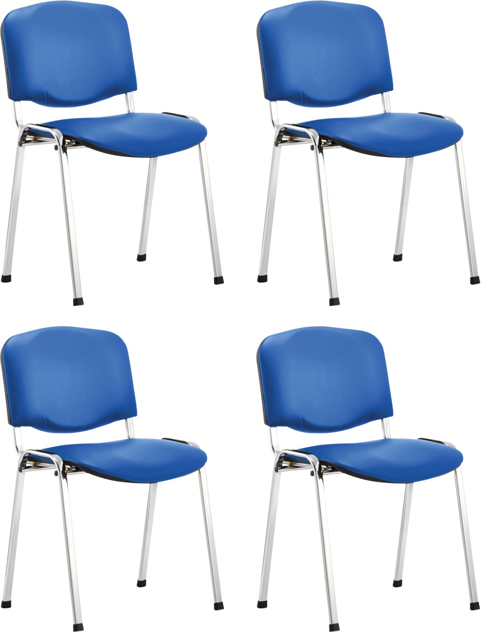 Stacking Chair Blue Vinyl Chrome Frame Without Arms - Image 3