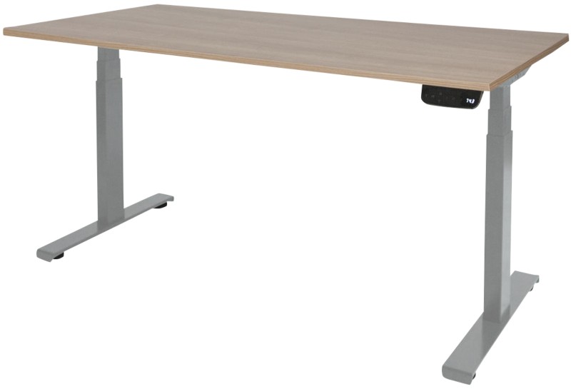 Schaffenburg Höhenverstellbar Sitz-Stehschreibtisch Rechteckig Kirsche Holz Aluminium T-Fuß 1.200 x 800 x 645 mm