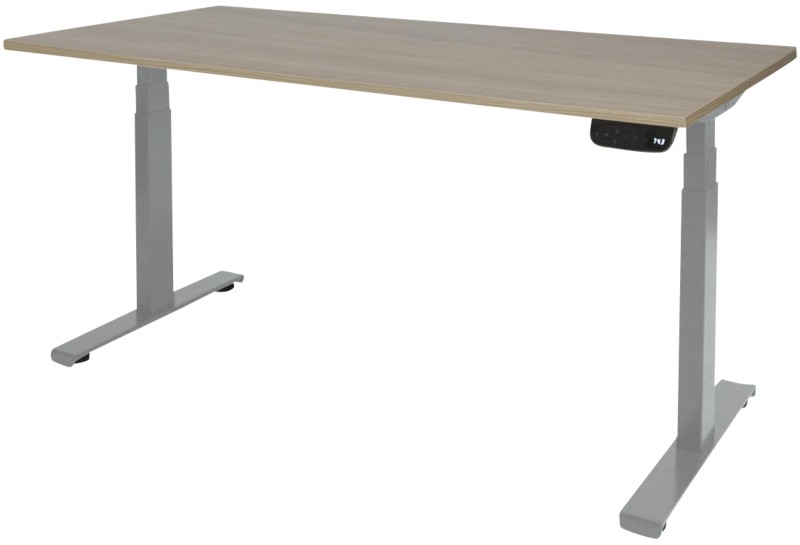 Schaffenburg Höhenverstellbar Sitz-Stehschreibtisch Rechteckig Eiche Holz Aluminium T-Fuß 1.800 x 800 x 645 mm