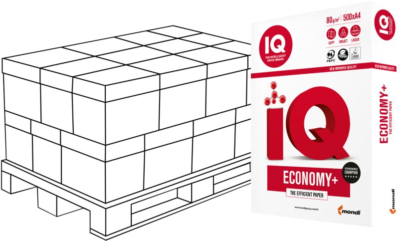 IQ Economy+ DIN A4 Druckerpapier Glatt Weiß 120 Pack à 500 Blatt