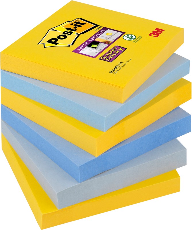 Post-it New York Super Sticky Haftnotizen 76 x 76 mm Farbig Sortiert Quadratisch 6 Stück à 90 Blatt