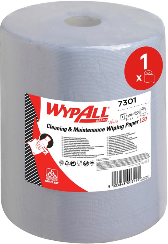 WYPALL Wischtuchrolle L20 2-lagig Gerollt Blau 500 Blatt