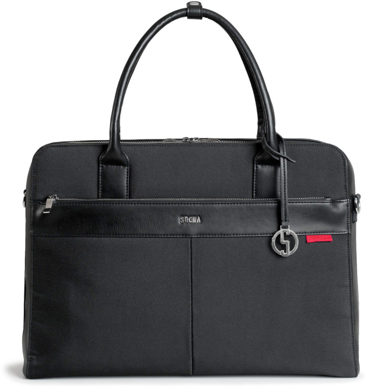 SOCHA Damen Laptoptasche Casual Black 17.3  Kunstleder Schwarz 43,5 x 12,5 x 33 cm