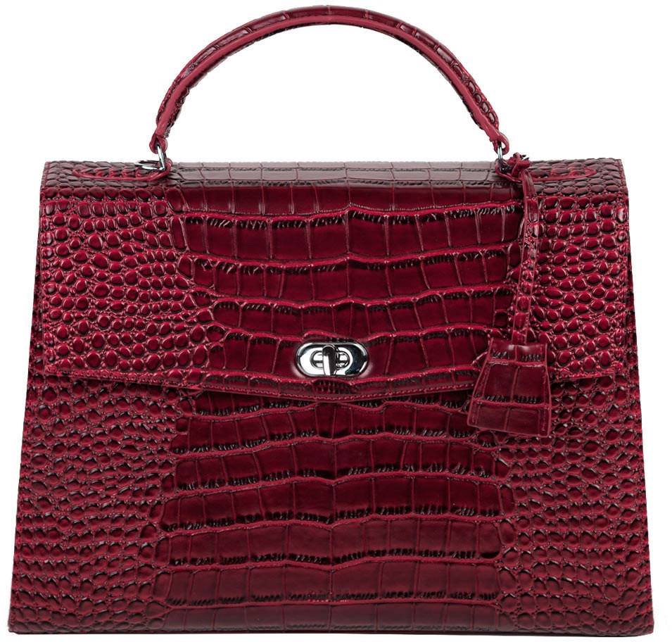 SOCHA Damen Laptoptasche Audrey Croco Burgundy 13.3  Kunstleder Weinrot 40 x 12 x 28,5 cm