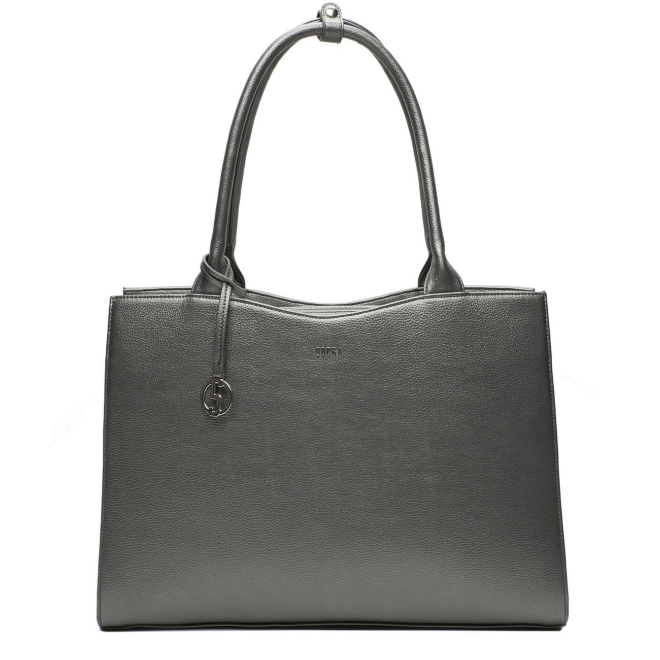 SOCHA Damen Laptoptasche Straight Line Grey 15.6  Kunstleder Silber, Grau 42 x 13 x 31,5 cm