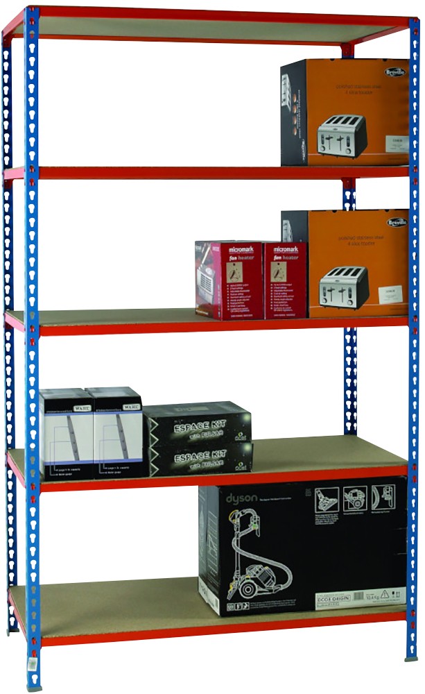 Slingsby Chipboard, Steel Shelving Unit 1,200 X 500 X 2,000 Mm Blue, Orange