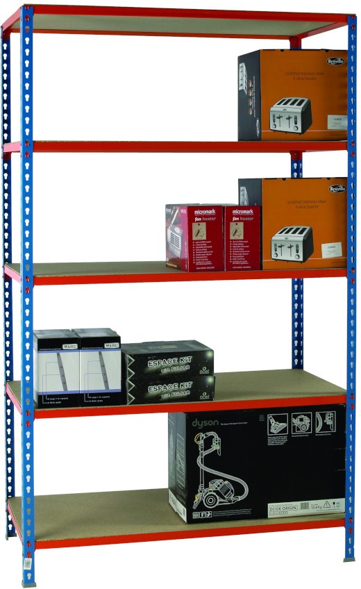 Slingsby Chipboard, Steel Shelving Unit 1,200 X 600 X 2,000 Mm Blue, Orange