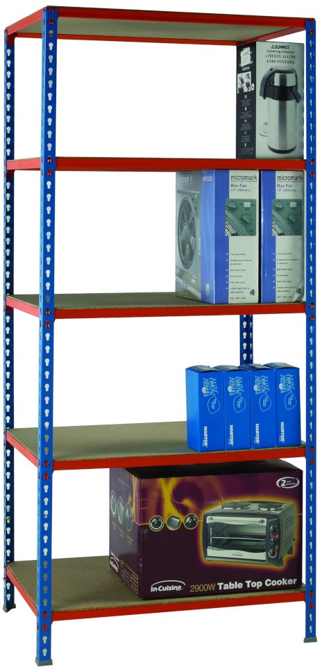 Slingsby Chipboard, Steel Shelving Unit 900 X 400 X 2,000 Mm Blue, Orange