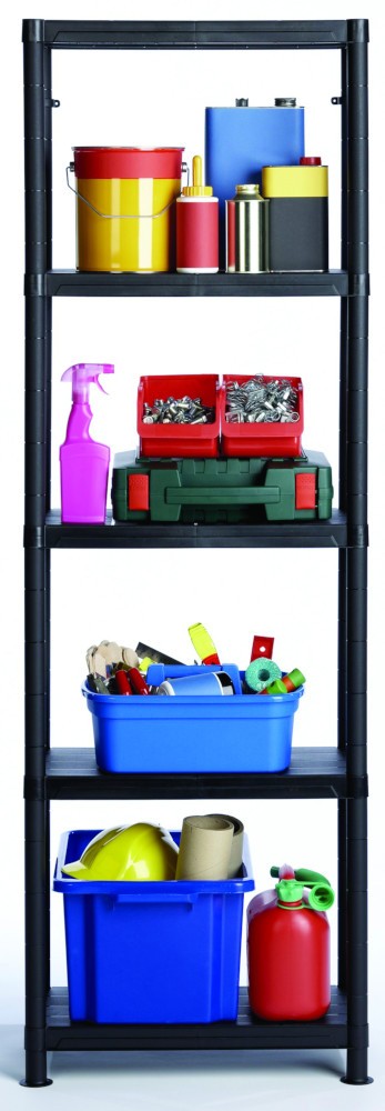 Slingsby Plastic Shelving Unit 300 X 600 X 1,840 Mm Black