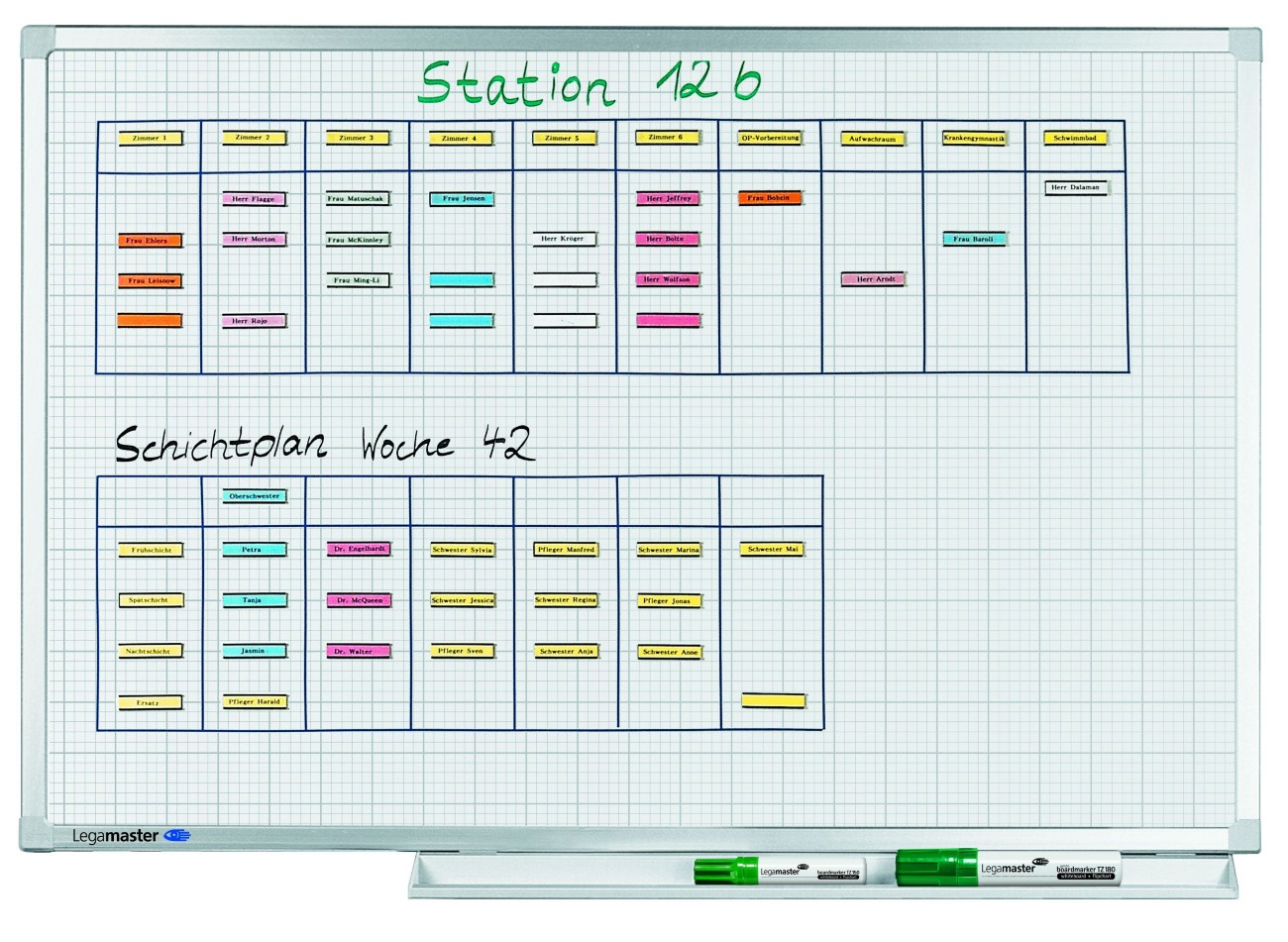 Legamaster Whiteboard Professional mit Raster, magnetisch, 150 x 100 cm