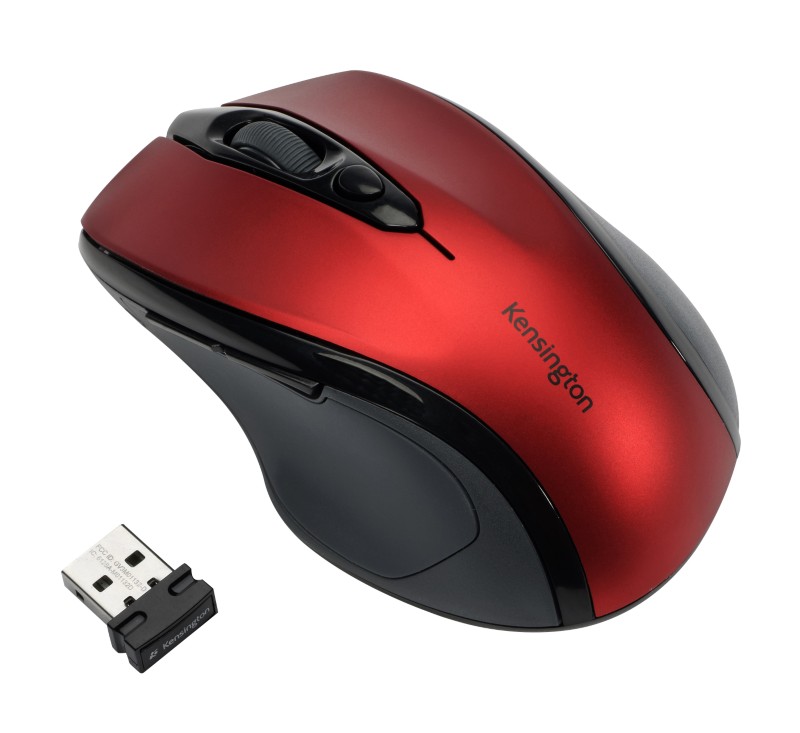 Kensington Pro Fit Kabellose Ergonomische Mid-Size Maus K72422WW Optisch Für Rechtshänder USB-A Nano Receiver Rot