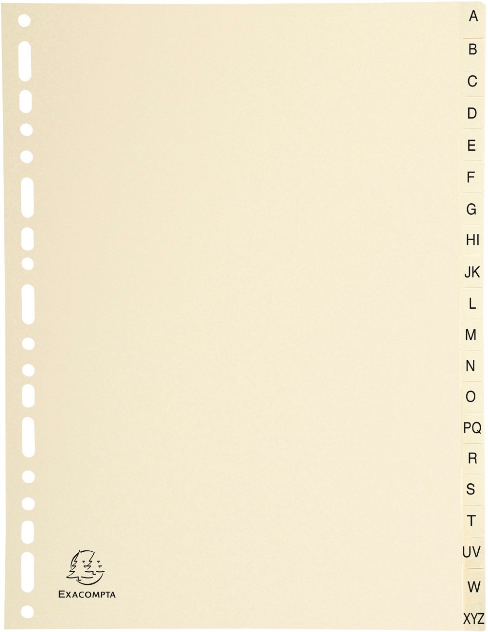 Exacompta Indices 1120E A4 155 Gsm Ivory Card 20 Part (A-Z) Pack Of 10
