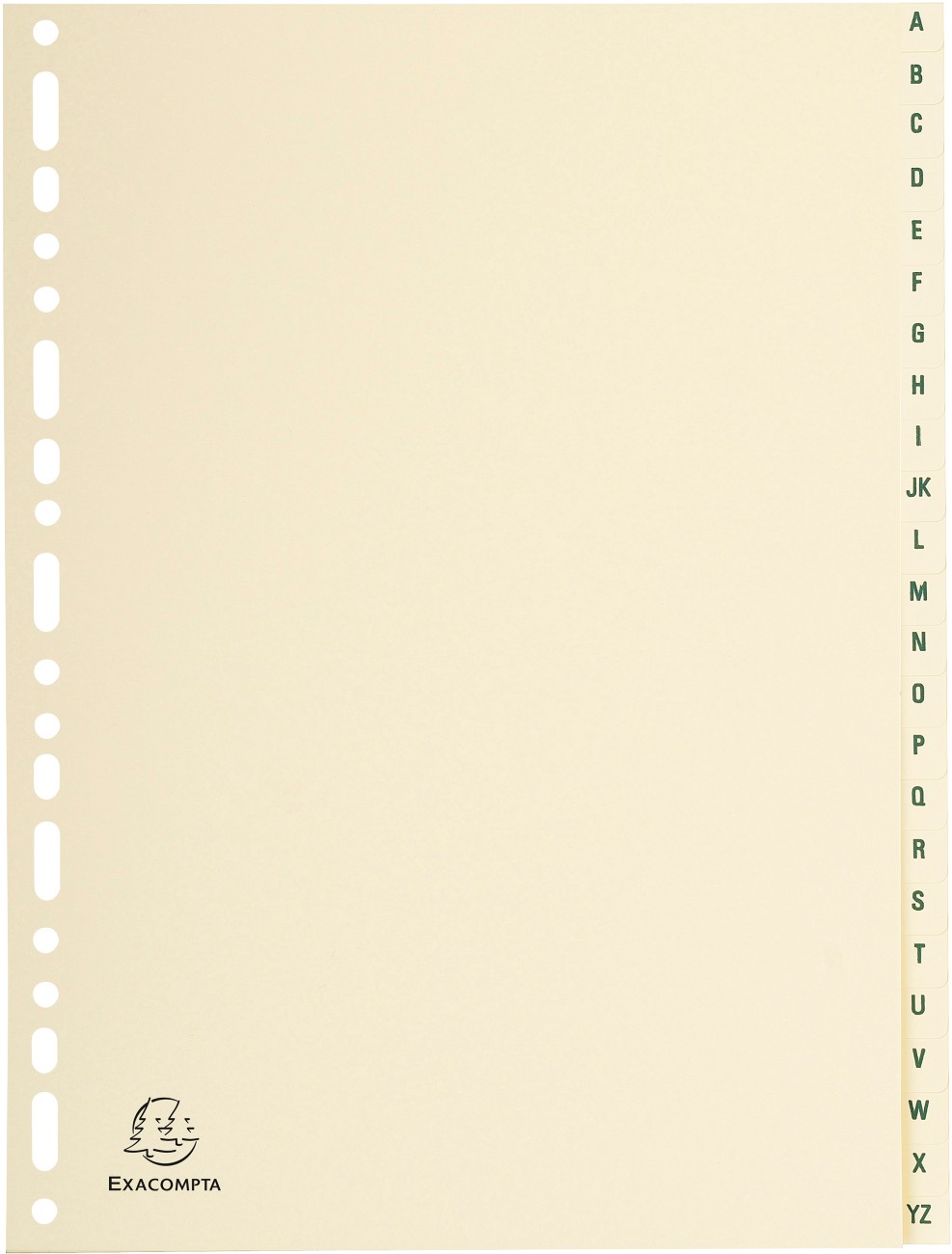 Exacompta Indices 1124E A4 155 Gsm Ivory Card 24 Part (A - Z) Pack Of 10