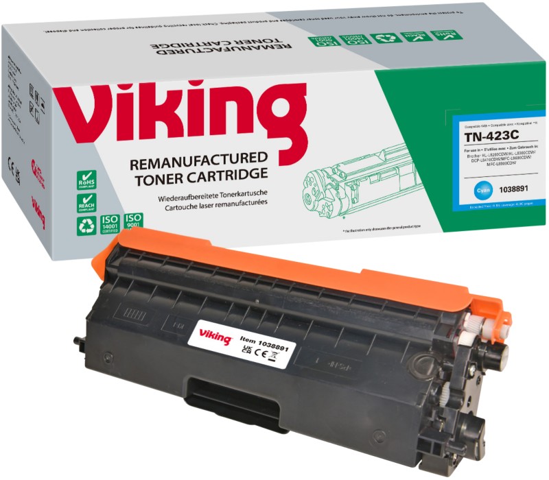 Thumbnail - Viking TN-423C Kompatibel Brother Tonerkartusche Cyan