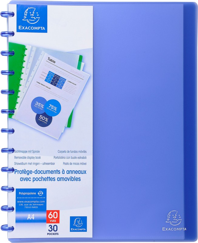 Thumbnail - Exacompta Präsentationsmappe 86352E Blau Polypropylen 4 Stück