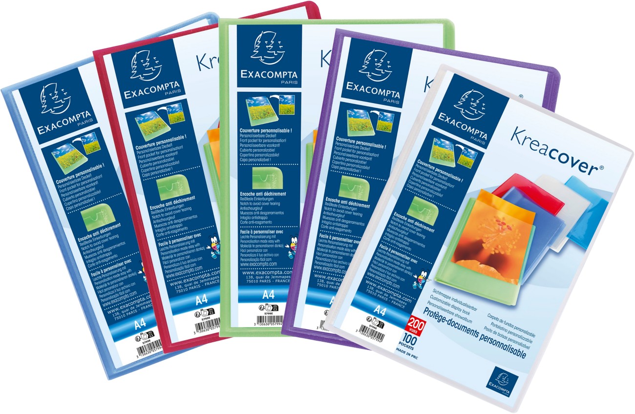 Exacompta Display Book Kreacover 5799E A4 Assorted 100 Pockets Pack Of 8