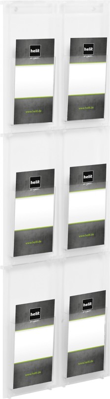 Thumbnail - helit The Placativ DIN A4 Prospekthalter Wandmontiert Glasklar H6810802 28,4 x 5,4 x 97,8 cm