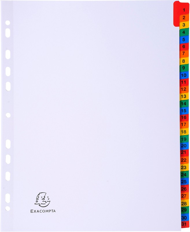 Thumbnail - Exacompta Register 4131E DIN A4+ Weiß 31-teilig Perforiert Karton 1 bis 31 10 Stück