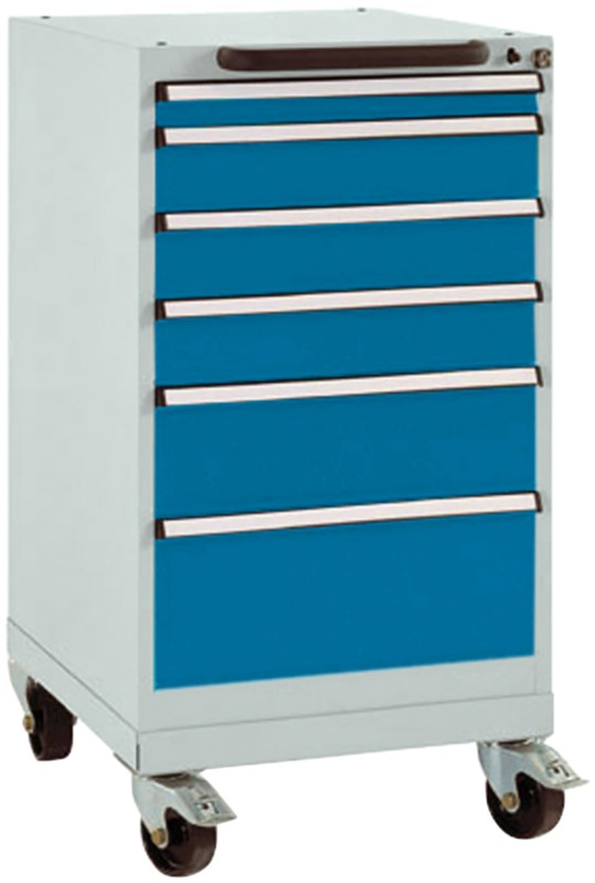 Manuflex Mobil Schubfachschrank 6 Schubfächer BASETEC Brillantblau 500 x 580 x 960 mm