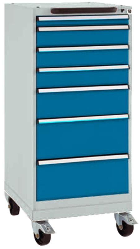 Manuflex Mobil Schubfachschrank BASETEC Brillantblau 500 x 580 x 1.160 mm