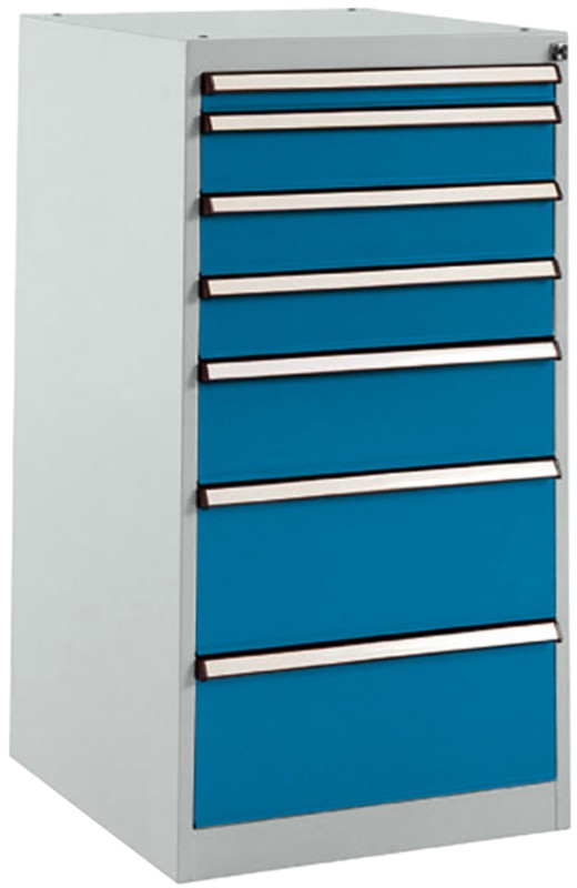 Manuflex Stationär Schubfachschrank BASETEC 7 Schubladen Brillantblau 500 x 580 x 1.000 mm