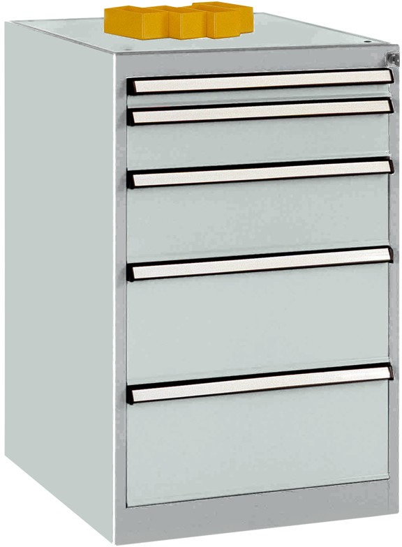 Manuflex Stationär Schubfachschrank 5 Schubfächer BASETEC Hellgrau 500 x 580 x 800 mm