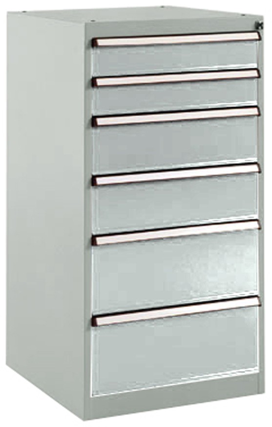 Manuflex Stationär Schubfachschrank 6 Schubfächer BASETEC Hellgrau 500 x 580 x 1.000 mm