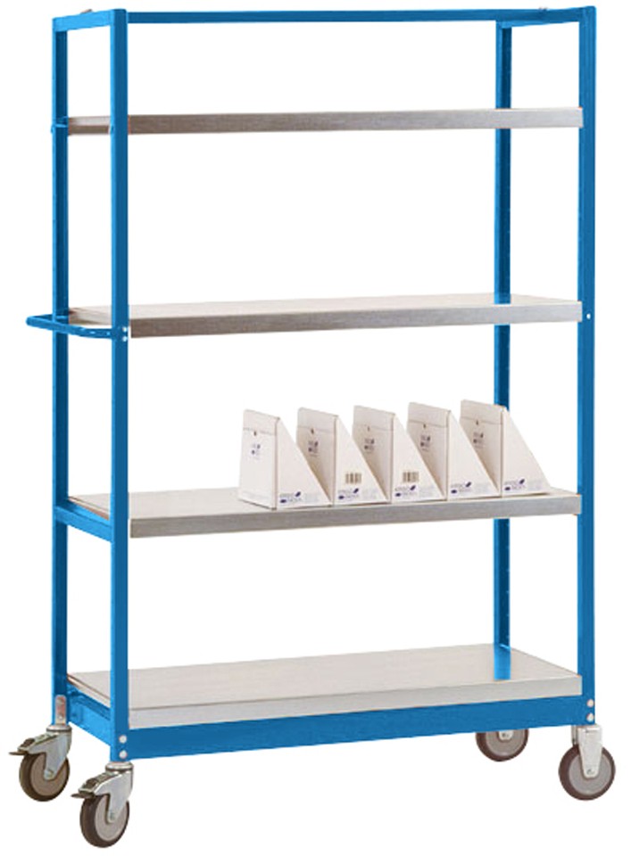 Manuflex Mobil Etagenwagen VARIMOBIL 4 Fachböden Brillantblau 500 x 1.030 x 1.650 mm