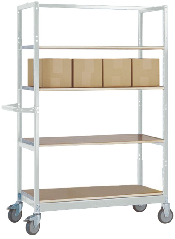 Thumbnail - Manuflex VARIMOBIL Mobiler Etagenwagen 4 Fachböden 250 kg 600 x 1.030 x 1.650 mm Hellgrau