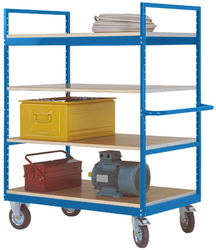 Manuflex VARIMOBIL Mobiler Etagenwagen 4 Fachböden 500 kg 700 x 1.280 x 1.730 mm Brillantblau