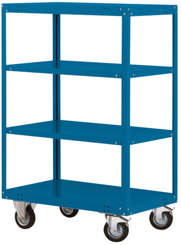 Manuflex TRANSOMOBIL Mobiler Etagenwagen 4 Fachböden 500 kg 600 x 1.000 x 1.545 mm Brillantblau