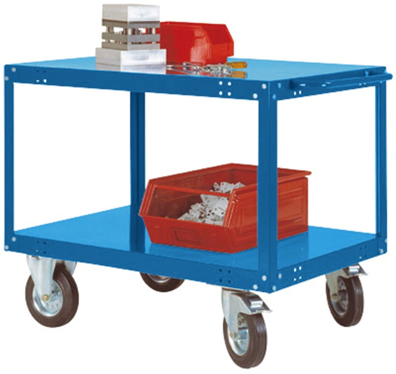 Thumbnail - Manuflex TRANSOMOBIL Mobiler Tischwagen 2 Fachböden 400 kg 500 x 850 x 810 mm Brillantblau