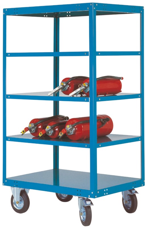Manuflex TRANSOMOBIL Mobiler Etagenwagen 5 Fachböden 400 kg 1.500 x 600 x 1.755 mm Brillantblau