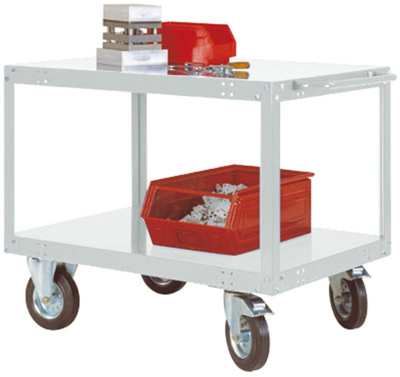 Manuflex TRANSOMOBIL Mobiler Tischwagen 2 Fachböden 500 kg 600 x 1.200 x 850 mm Hellgrau