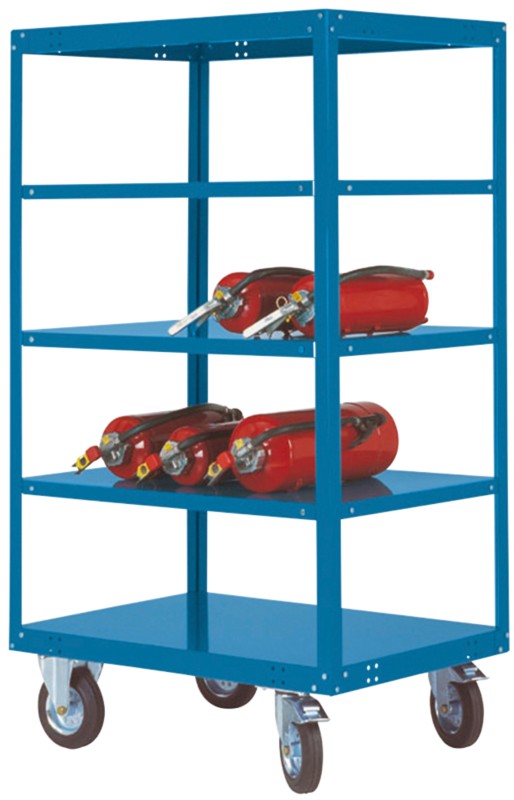 Manuflex TRANSOMOBIL Mobiler Etagenwagen 5 Fachböden 500 kg 700 x 1.200 x 1.795 mm Brillantblau