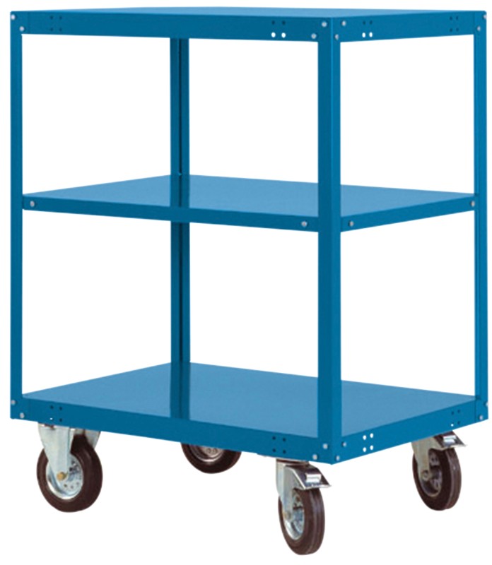 Manuflex TRANSOMOBIL Mobiler Etagenwagen 3 Fachböden 500 kg 700 x 1.000 x 1.295 mm Brillantblau