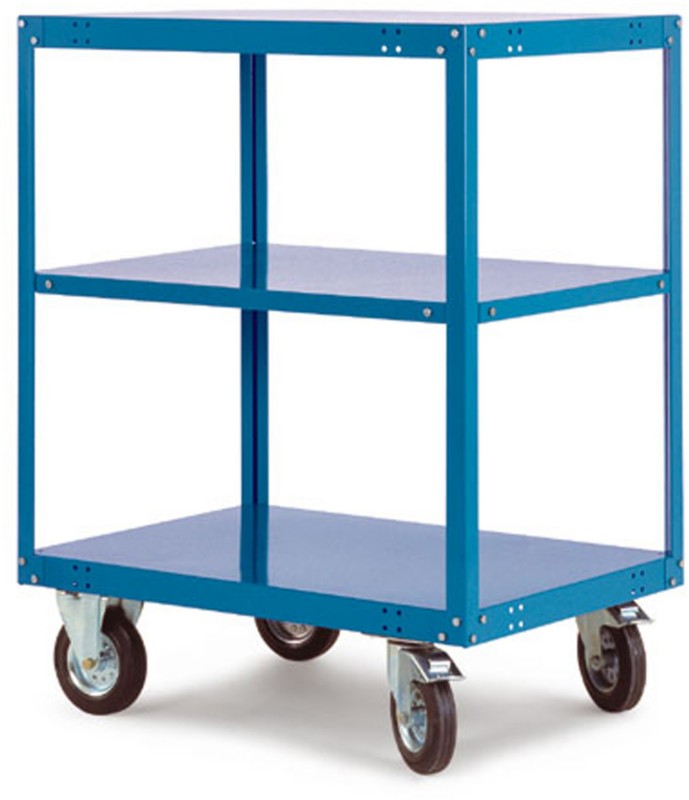 Manuflex TRANSOMOBIL Mobiler Etagenwagen 3 Fachböden 400 kg 1.200 x 800 x 1.255 mm Brillantblau