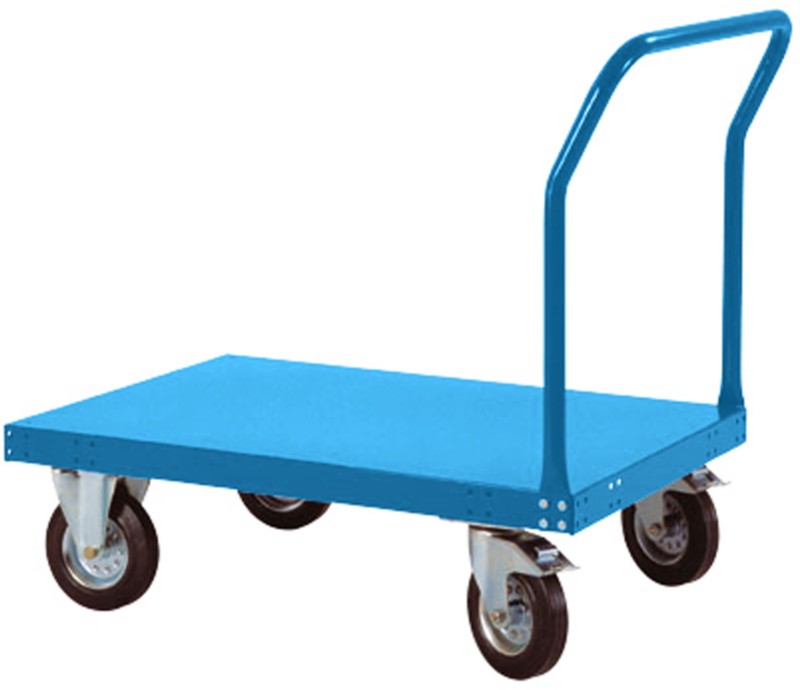 Manuflex Plattformwagen TRANSOMOBIL für 400 Kg mit Schiebestange Brillantblau 840 x 1.513 mm 1041956
