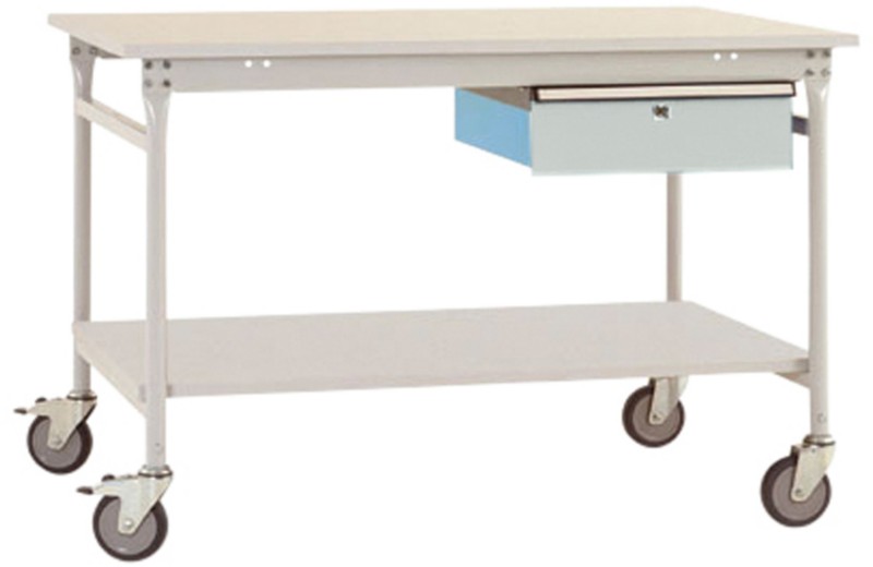 Thumbnail - Manuflex Beistelltisch Complete Basic Mobil Melamin Hellgrau 1.000 x 800 x 850 mm