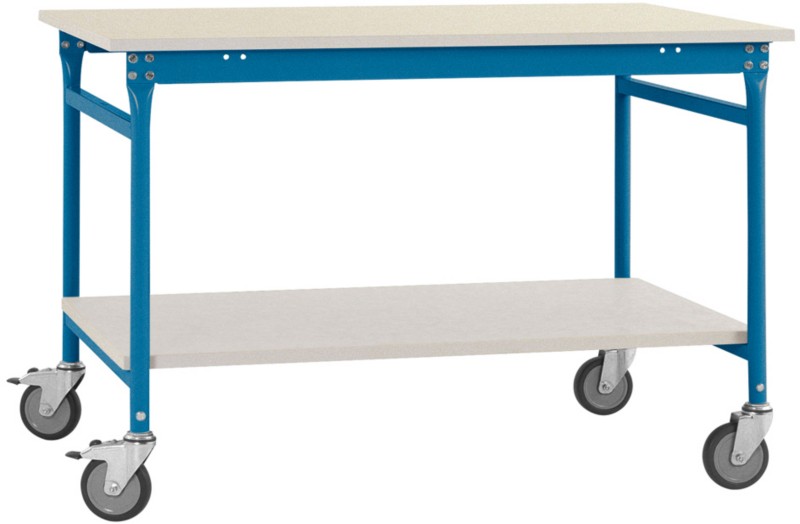 Manuflex Mobil Beistelltisch Melamin BASIS Brillantblau 1.000 x 600 x 850 mm