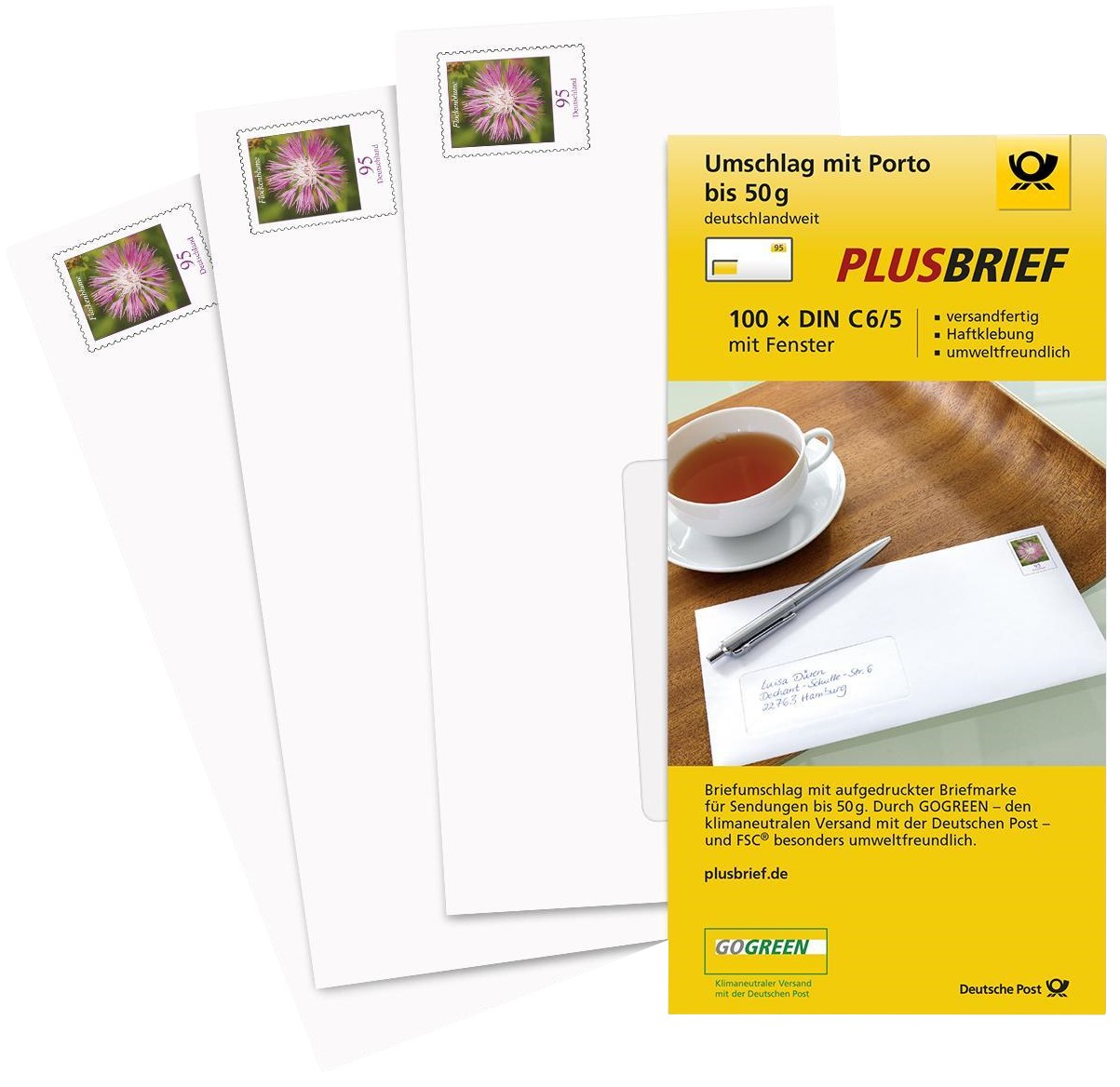Deutsche Post Plusbrief C6/5 Weiß Mit Fenster 100 Stück